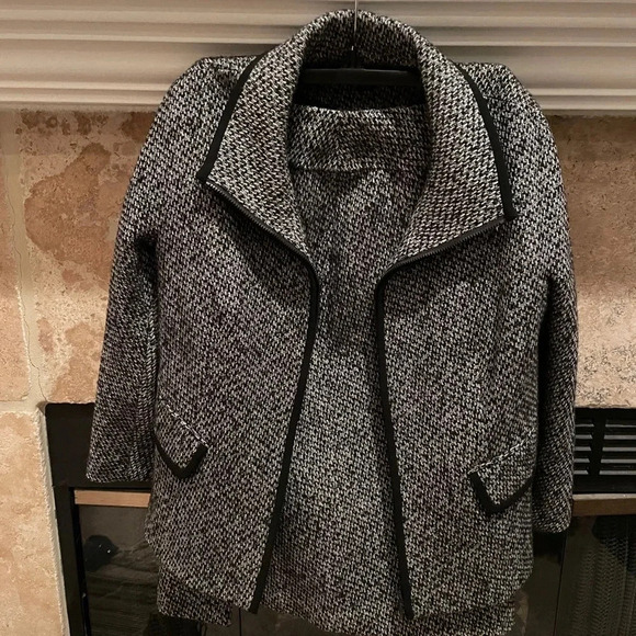 Lafayette 148 New York Grey/black white tweed suit pencil skirt Sz 4 zip jacket - Picture 8 of 10